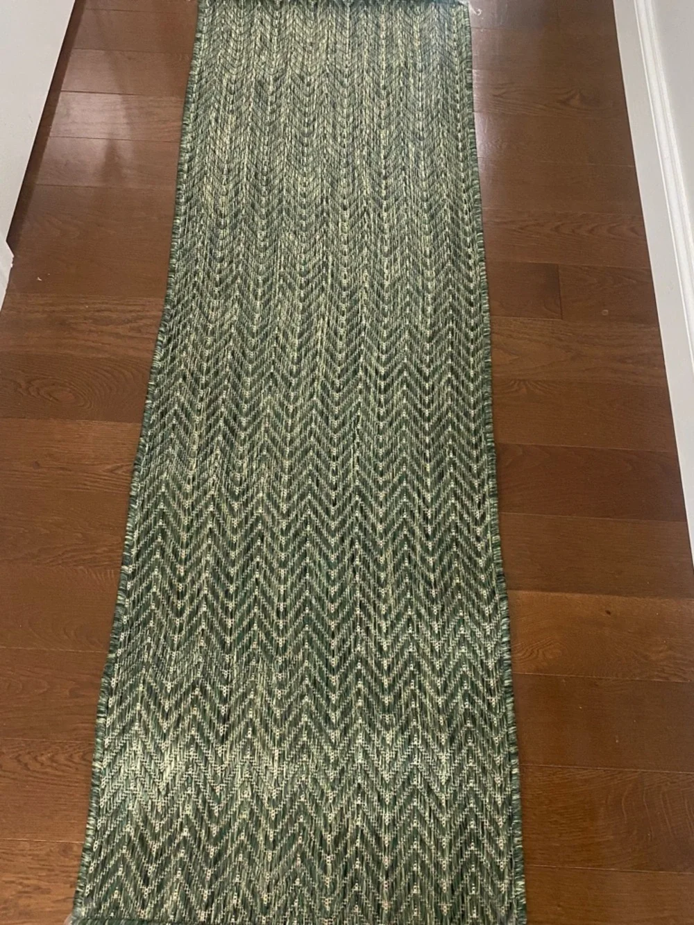 New Nourison Home Green Chevron Runner Rug indoor/outdoor 2’x6’